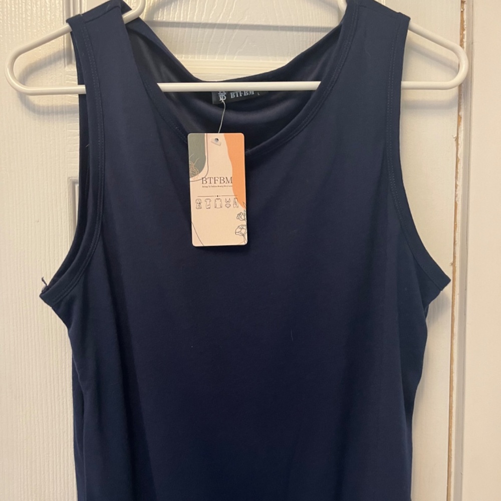 Navy Mini Ruched Dress - Picture 4 of 4
